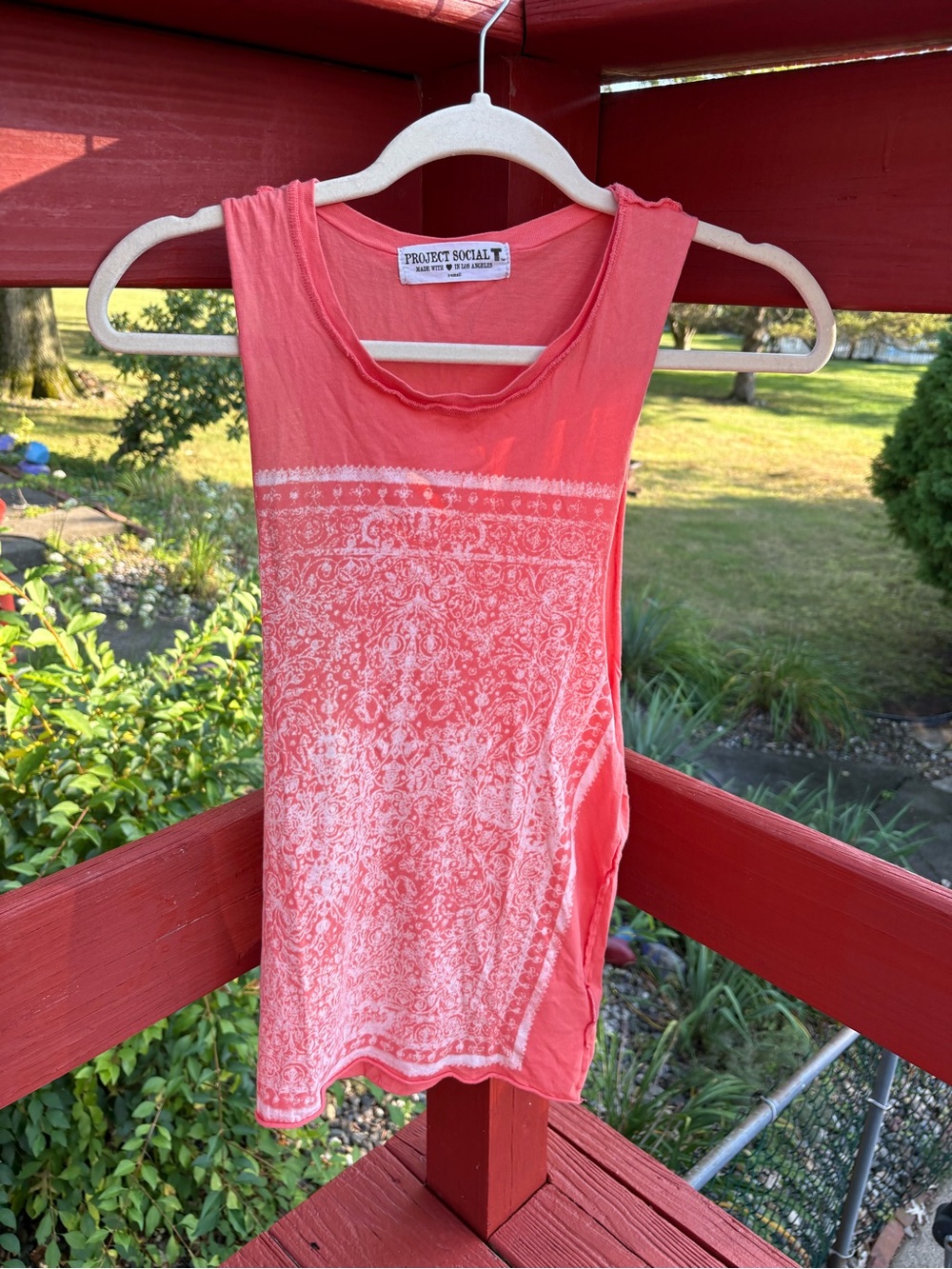 Project Social T XS Coral Paisley Graphic Tank Top 100% Cotton Boho